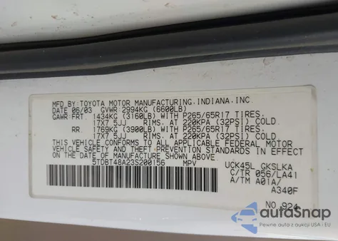 2003 Toyota Sequoia Limited V8 from USA, damaged, VIN 5TDBT48A23S200156